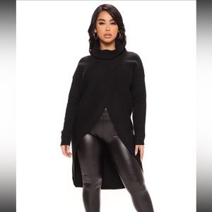 Fashion Nova long black turtle neck sweater size Large